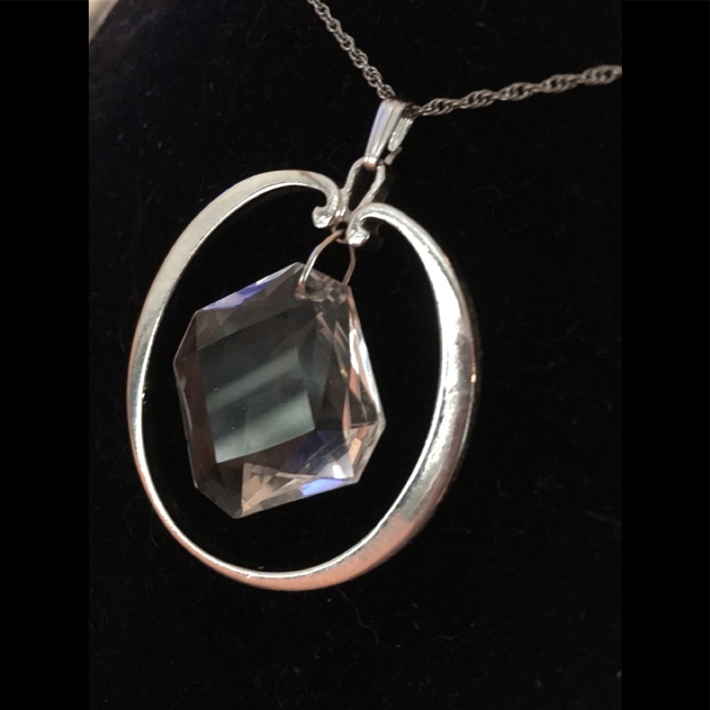 Vintage Sterling Silver Gorman Crystal Necklace 18